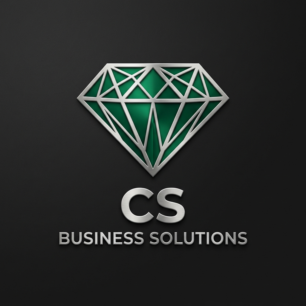 CS Business Solutions - Faceted Emerald Diamond Logo